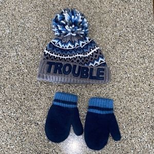 USED “Trouble” Beanie Hat and Gloves Set